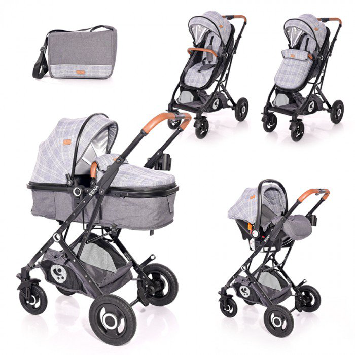 Коляска-трансформер 3в1 Lorelli Sena 2000  Grey Squared купить,NaN