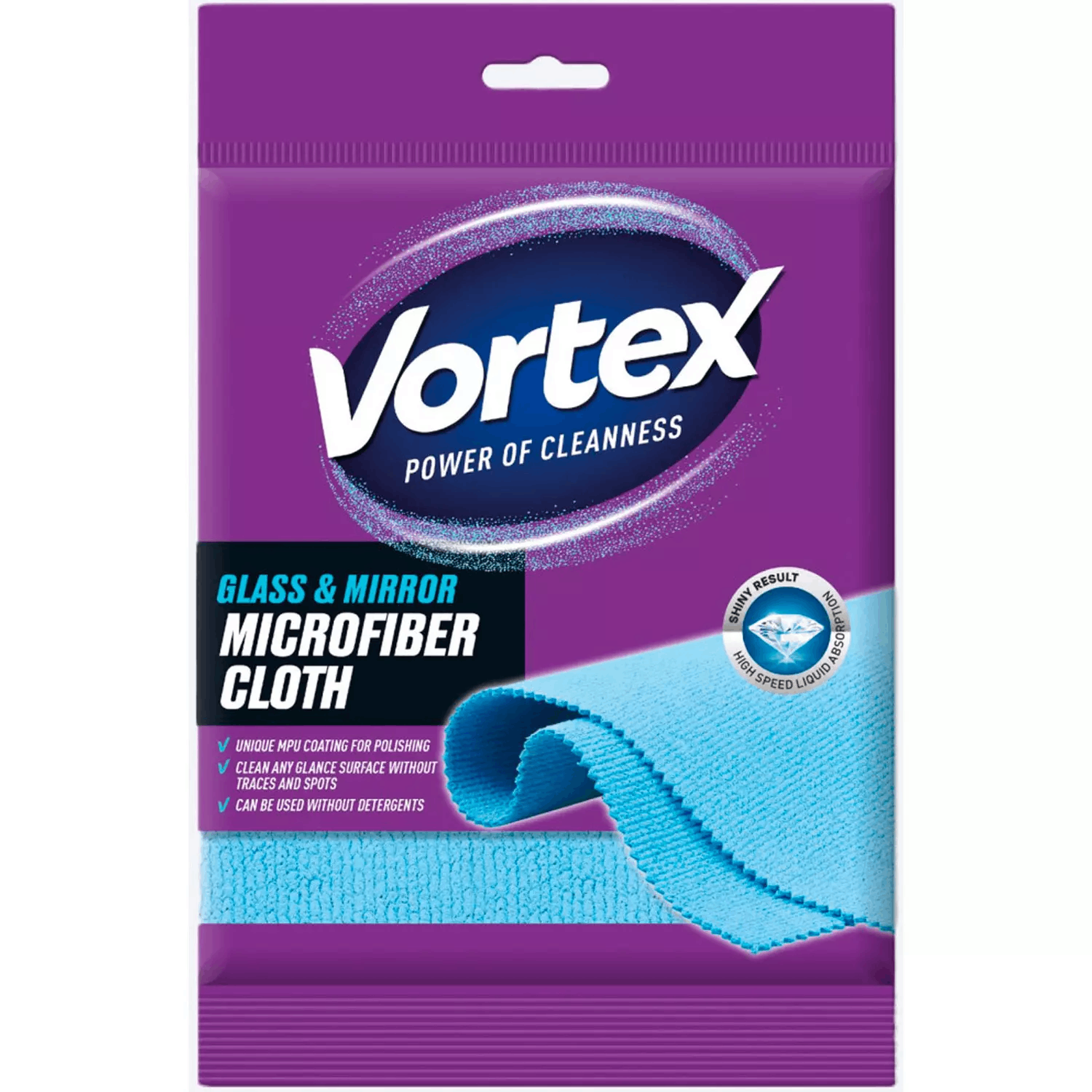 Салфетка Vortex из микрофибры для стекла и зеркал голубая купить,NaN