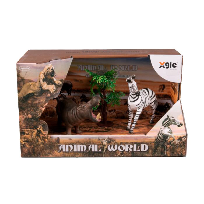 Фигурки Animal World Бегемот и зебра купить,NaN