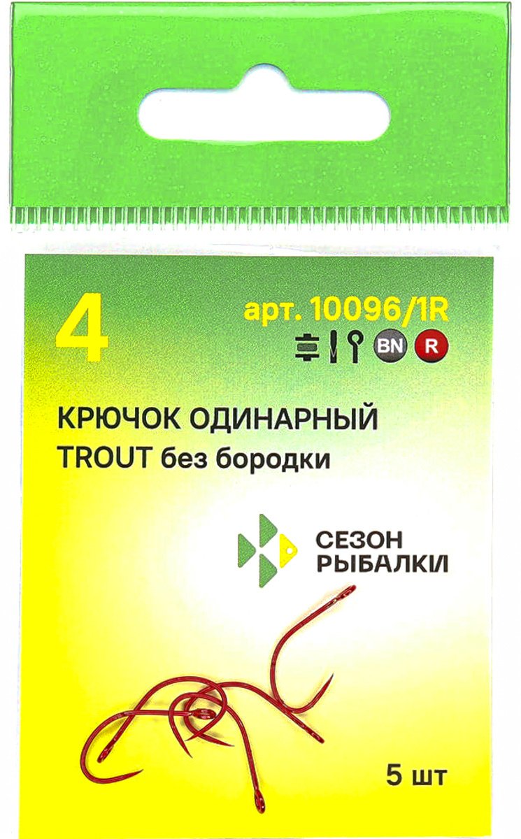 Крючок для рыбалки Сезон Рыбалки 10096-1R-06 одинарный красный 5 шт купить,NaN