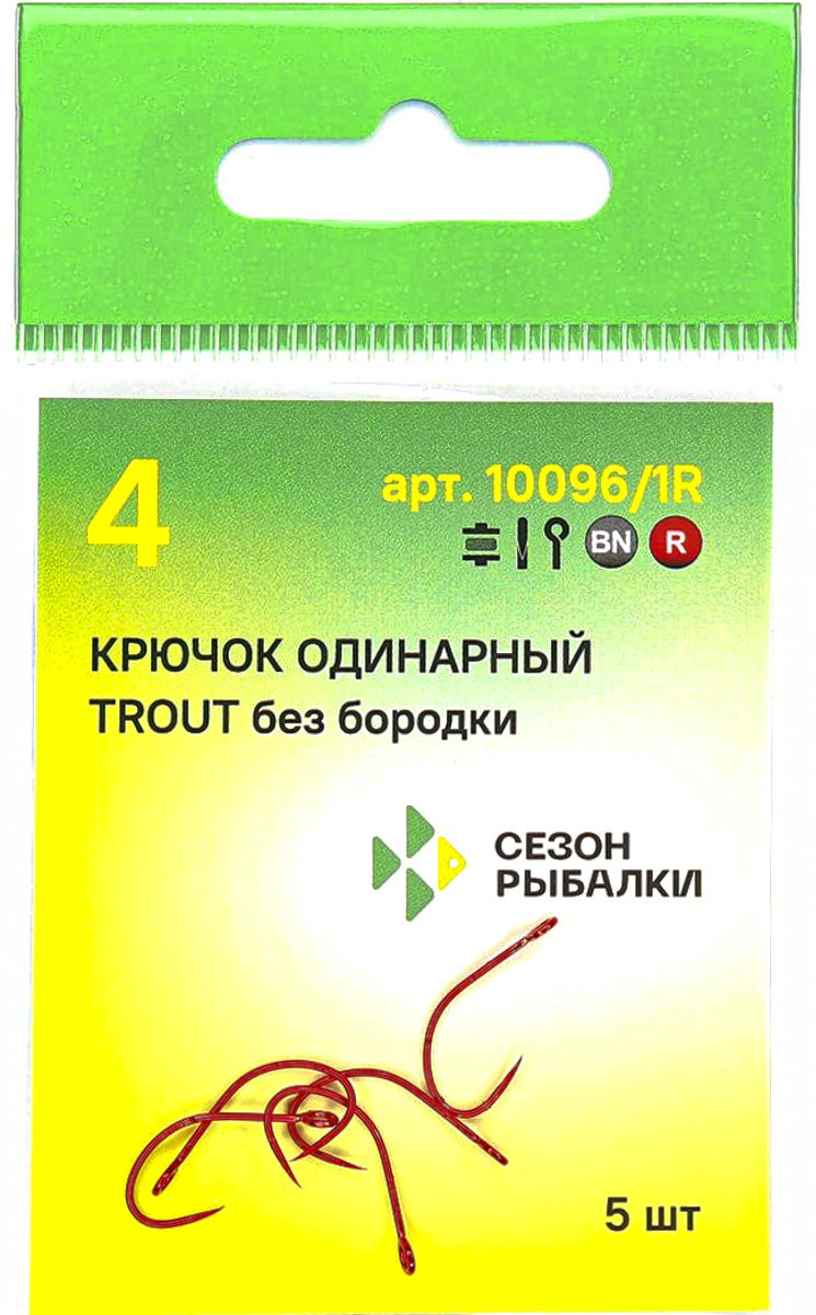 Крючок для рыбалки Сезон Рыбалки 10096-1R-06 одинарный красный 5 шт купить,NaN