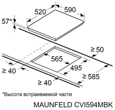 Варочная поверхность MAUNFELD CVI594MBK черный купить,NaN