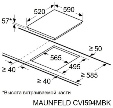 Варочная поверхность MAUNFELD CVI594MBK черный купить,NaN