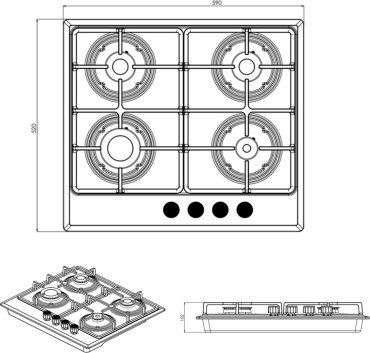 Варочная поверхность HAUSLER HCT-60-GBCK-1W черный - ForteMarket Варочная поверхность HAUSLER HCT-60-GBCK-1W черный купить,0
