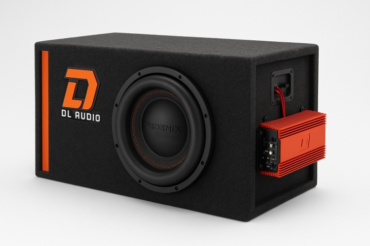 Сабвуфер DL Audio Phoenix Black Bass 12 в корпусе усилителем DL Audio Raven Compact 1.1200