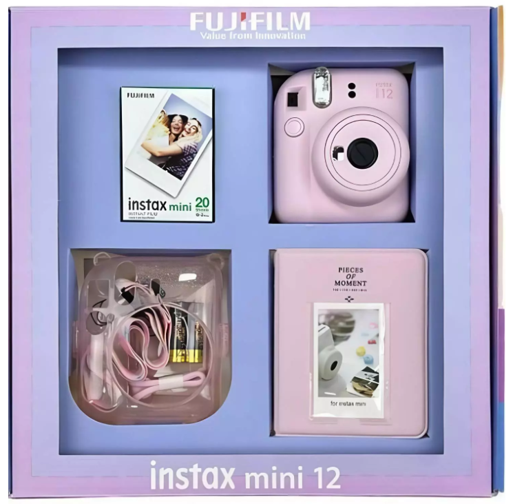 Фотоаппарат моментальной печати Fujifilm Instax mini 12 Bundle Clear Case + L20PK Blossom Pink купить,NaN