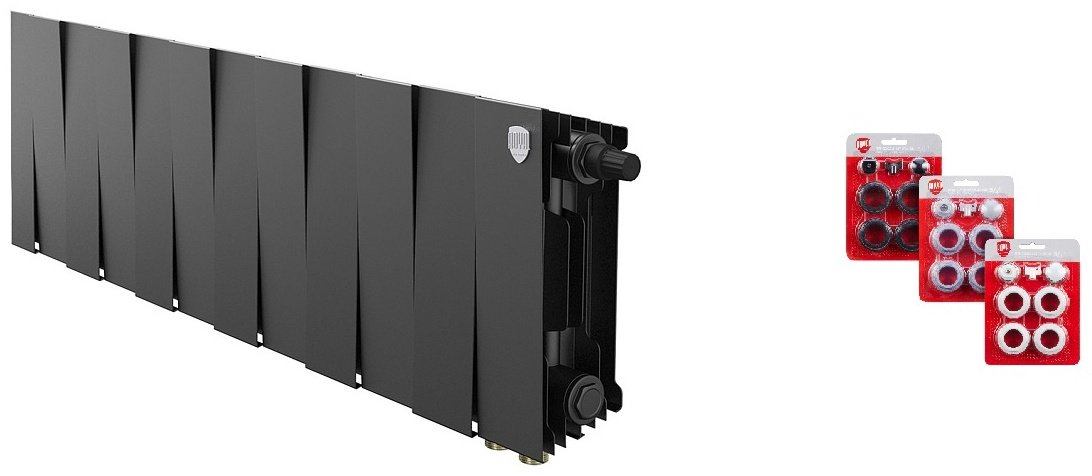 Радиатор Royal Thermo секционный PianoForte 300 Noir Sable Danfoss биметаллический, кол-во секций: 12