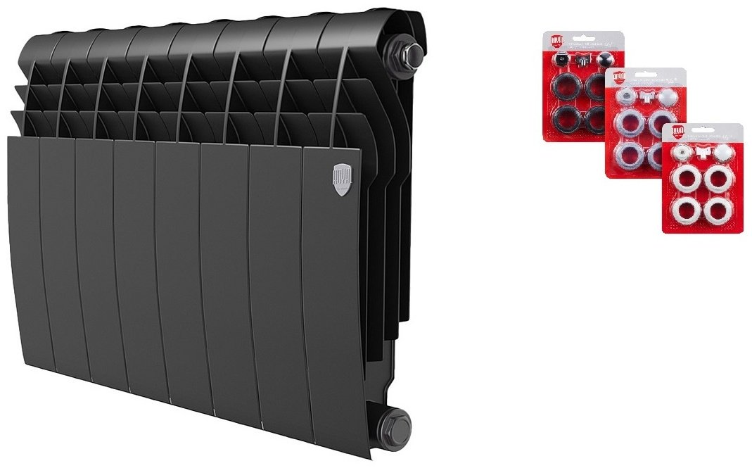 Радиатор Royal Thermo секционный BiLiner 350/Noir Sable биметаллический, кол-во секций: 10