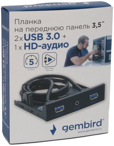 Плата расширения Gembird FP3.5-USB3-2A-HDA 20-1 pin купить,NaN