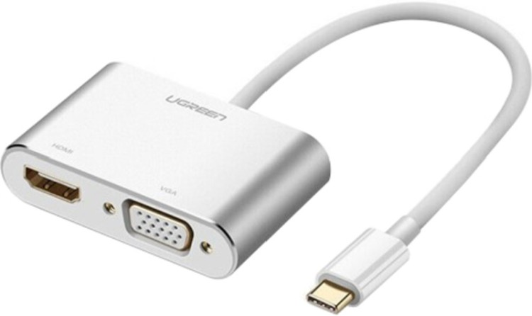 Переходник Ugreen MM123 Type C to HDMI VGA белый купить,NaN
