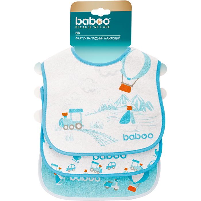 Фартук нагрудный Baboo Transport 12 м+ бело-голубой купить,NaN