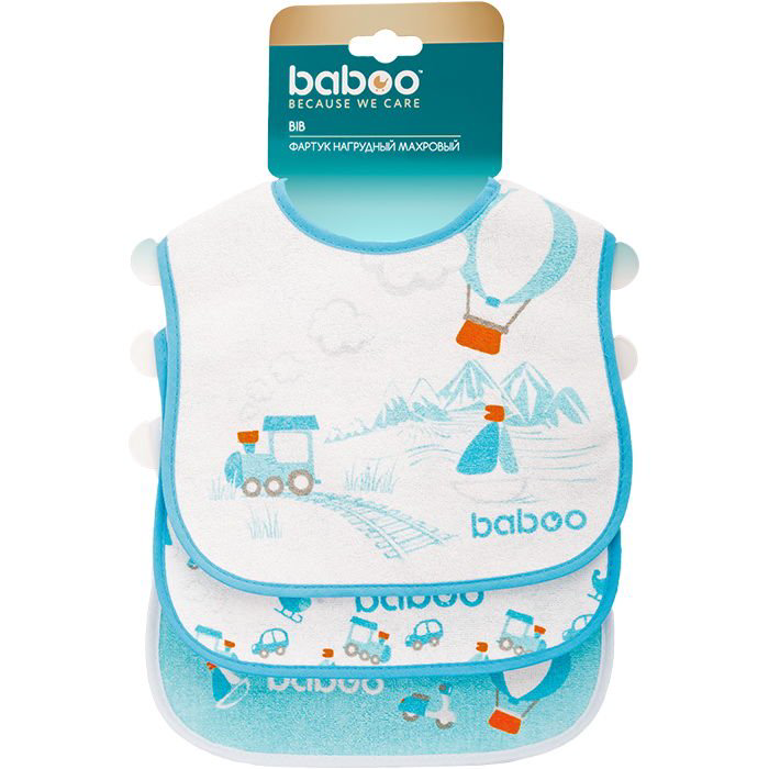 Фартук нагрудный Baboo Transport 12 м+ бело-голубой купить,NaN