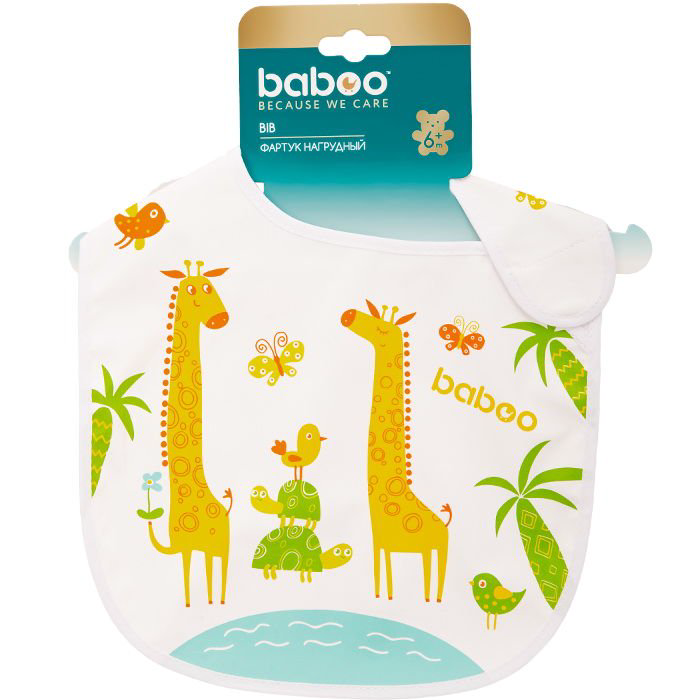 Фартук нагрудный Baboo Love Story Giraffe 6 м+ белый купить,NaN