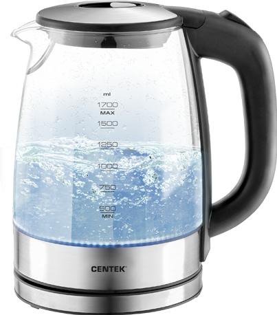 Электрочайник Centek CT-0030 1,7л серебристо-черный