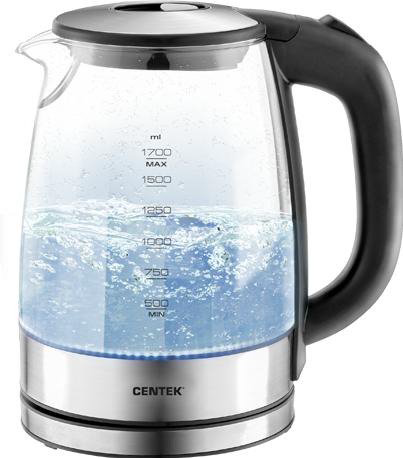 Электрочайник Centek CT-0030 1,7л серебристо-черный