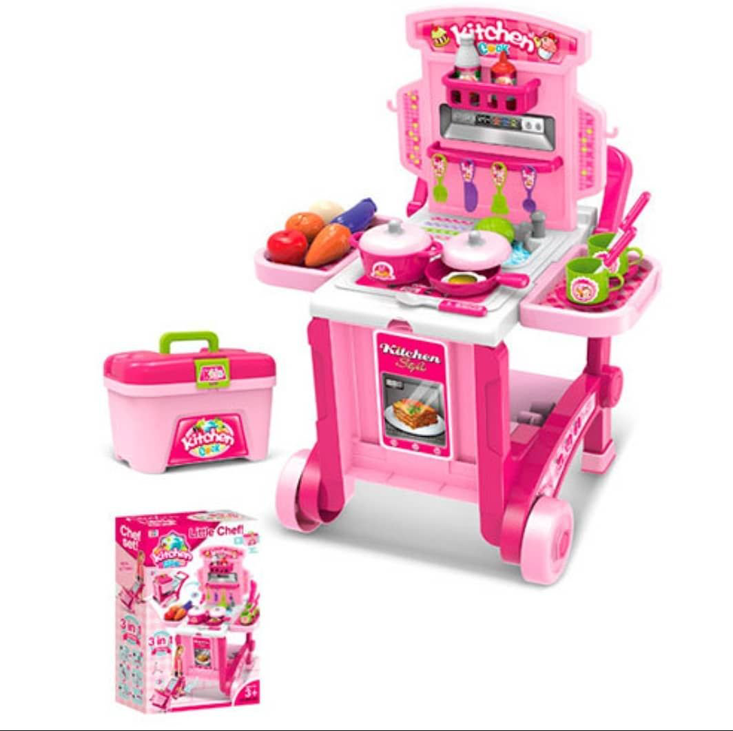Игровой набор Besty Кухня на колёсиках 008-927 розовая купить,NaN
