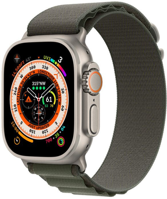 Смарт часы Apple Watch Ultra Cellular 49mm Large MQFP3 Titanium Case with Green Alpine Loop
