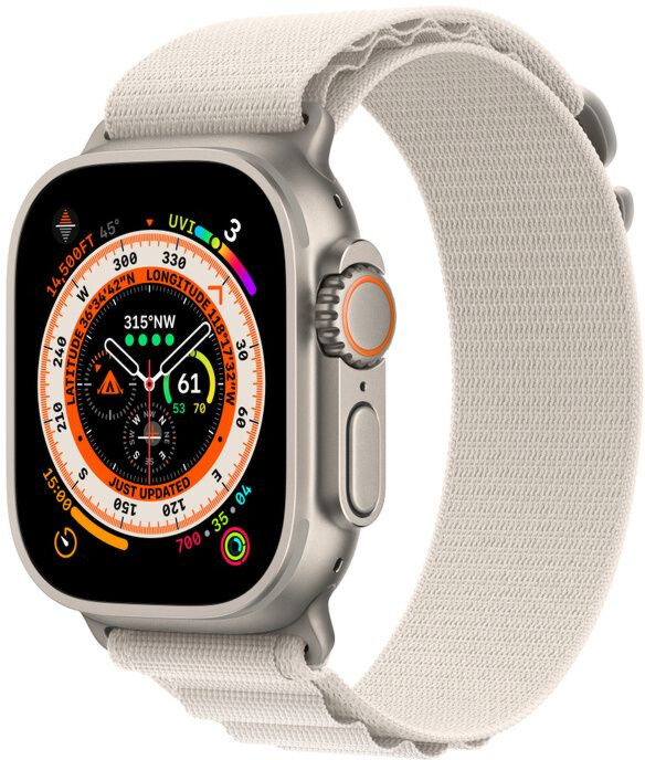 Смарт часы Apple Watch Ultra Cellular 49mm Medium MQFR3 Titanium Case with Starlight Alpine Loop 