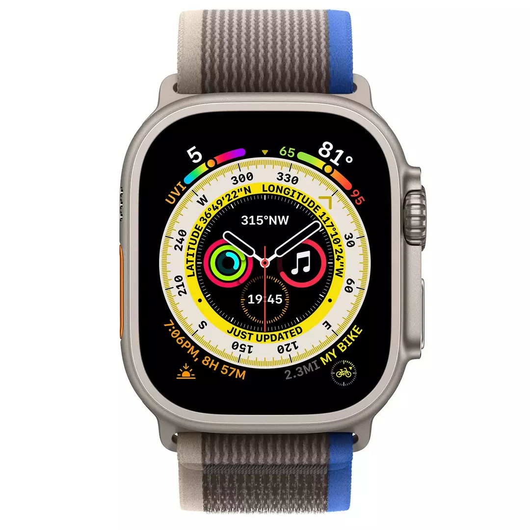 Смарт-часы Apple Watch Ultra Cellular 49mm MQFV3 Titanium Case with Blue/Gray Trail Loop M/L  купить,0