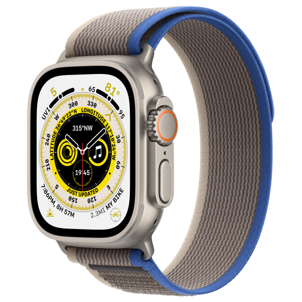 Смарт-часы Apple Watch Ultra Cellular 49mm MQFV3 Titanium Case with Blue/Gray Trail Loop S/M купить,NaN