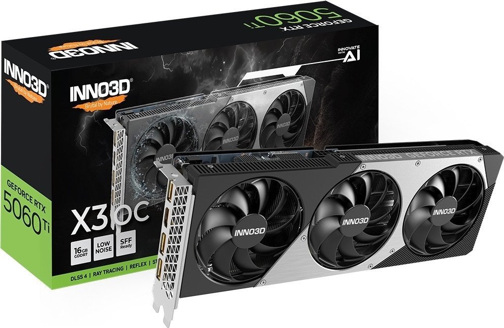 Видеокарта Inno3D RTX 5060 Ti 16GB Twin X3 OC, N506T3-16D7X-191073L 16 Гб купить,NaN
