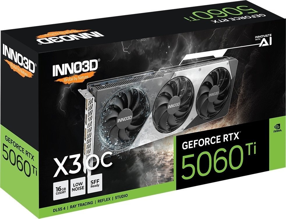 Видеокарта Inno3D RTX 5060 Ti 16GB Twin X3 OC, N506T3-16D7X-191073L 16 Гб купить,NaN