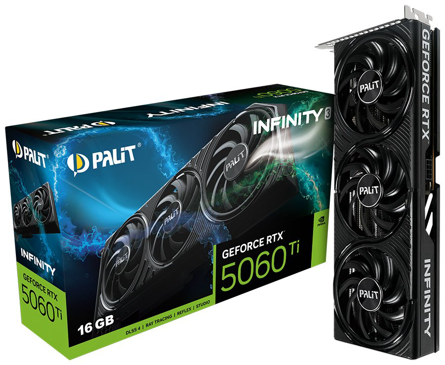 Видеокарта Palit RTX 5060 Ti INFINITY 3 16GB (NE7506T019T1-GB2061S) 16 Гб купить,462817