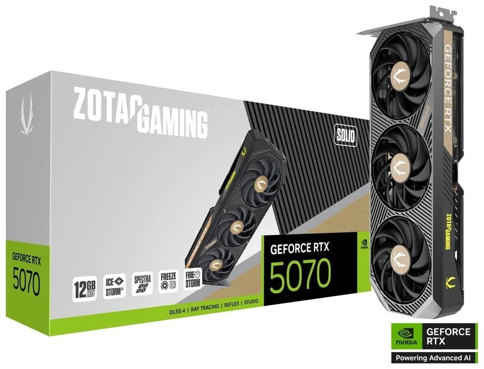Видеокарта ZOTAC GAMING GeForce RTX 5070 SOLID ZT-B50700D-10P 12 Гб купить,NaN
