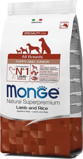 Сухой корм Monge All Breeds Puppy&Junior с бараниной и рисом 12кг