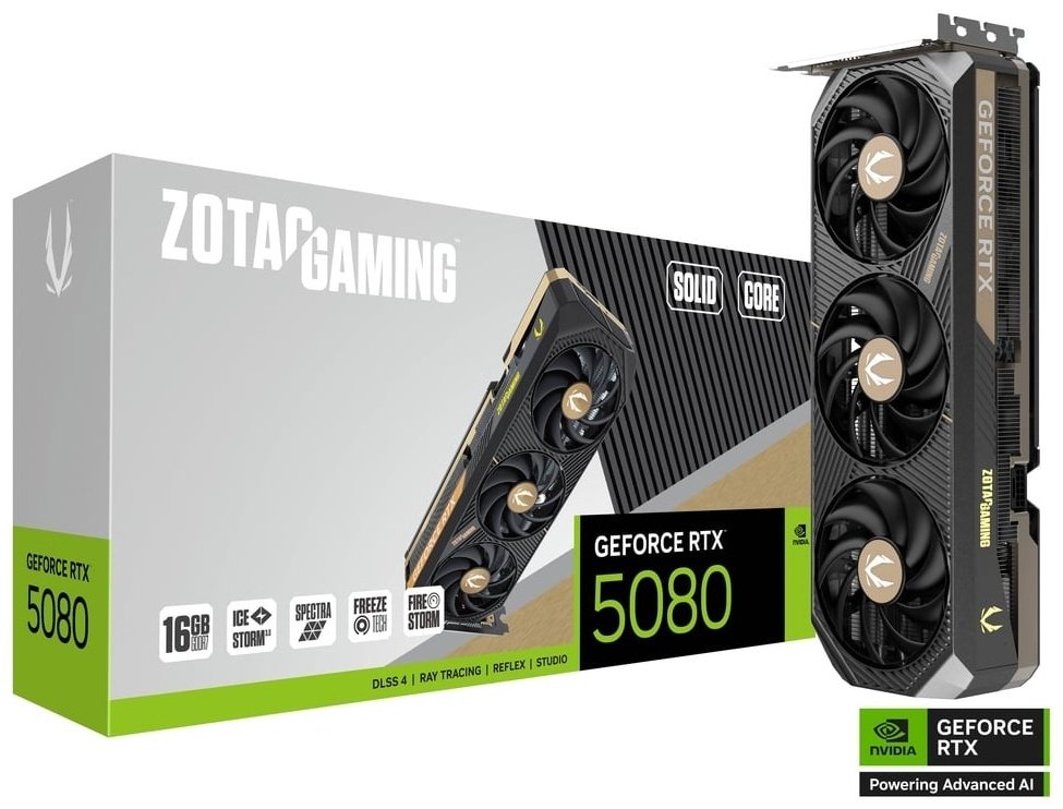 Видеокарта ZOTAC GAMING RTX 5080 Solid Core, ZT-B50800D2-10P 16 Гб купить,NaN