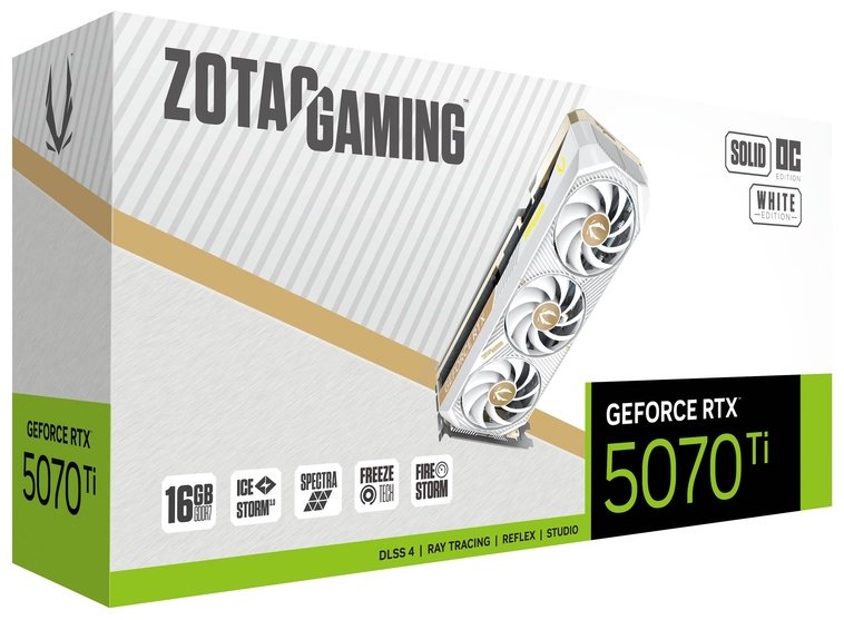 Видеокарта ZOTAC GAMING GeForce RTX 5070 Ti SOLID CORE OC White Edition ZT-B50710Q2-10P 16 Гб купить,NaN