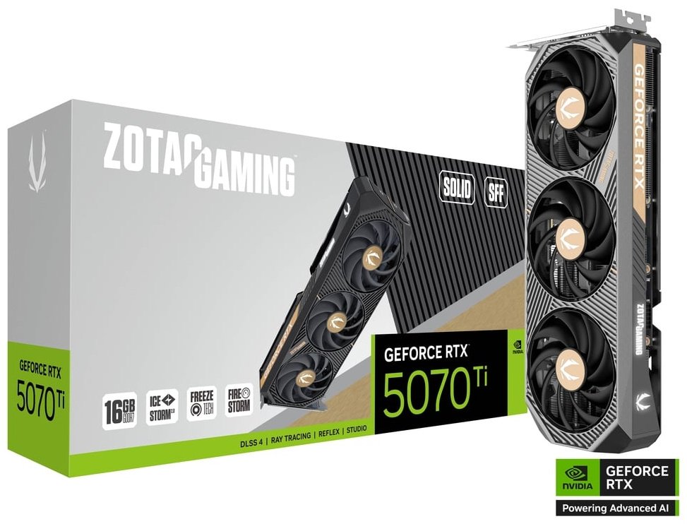 Видеокарта ZOTAC GAMING GeForce RTX 5070 Ti SOLID SFF ZT-B50710D3-10P 16 Гб купить,NaN