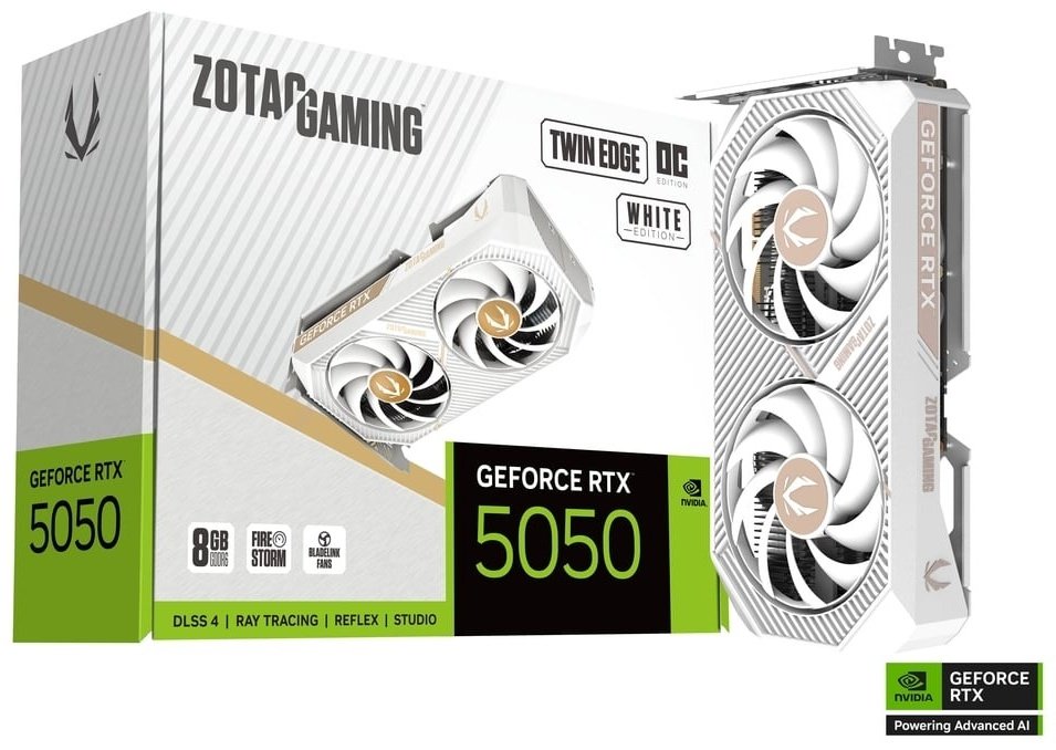 Видеокарта ZOTAC GAMING GeForce RTX 5050 Twin Edge OC White Edition ZT-B50500Q-10M 8 Гб - ForteMarket Видеокарта ZOTAC GAMING GeForce RTX 5050 Twin Edge OC White Edition ZT-B50500Q-10M 8 Гб купить,NaN