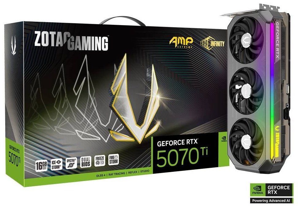 Видеокарта ZOTAC GAMING GeForce RTX 5070 Ti AMP Extreme INFINITY ZT-B50710B-10P 16 Гб купить,NaN