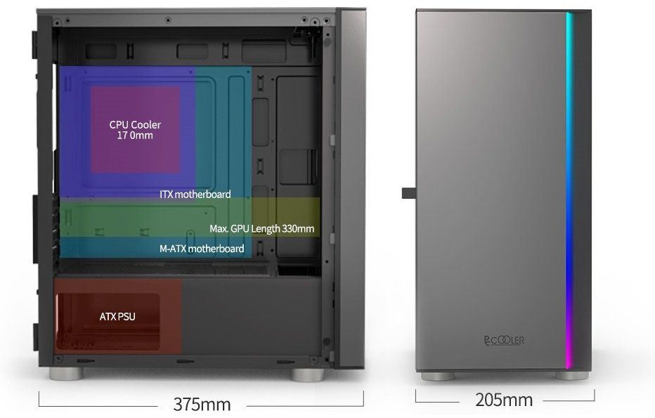 Корпус PCcooler LM300 ARGB BK черный купить,20700