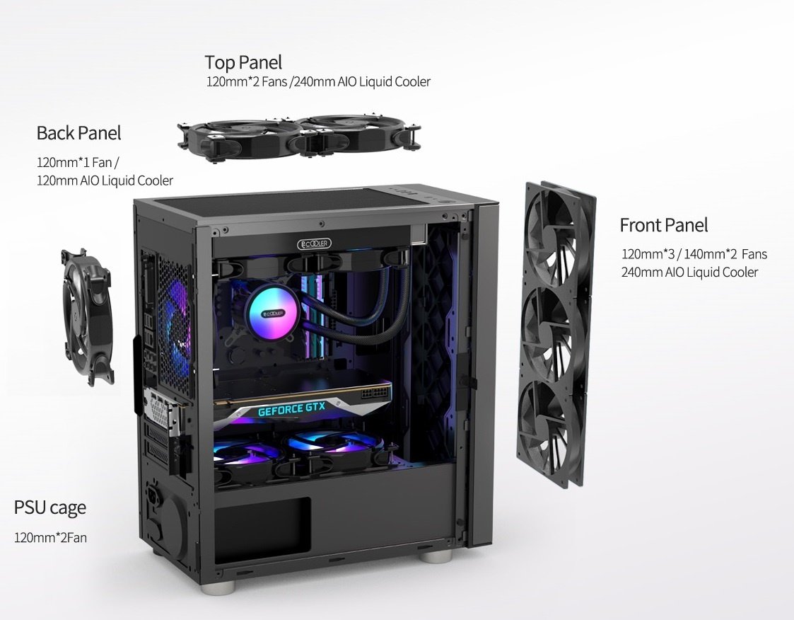 Корпус PCcooler LM300 ARGB BK черный купить,20700