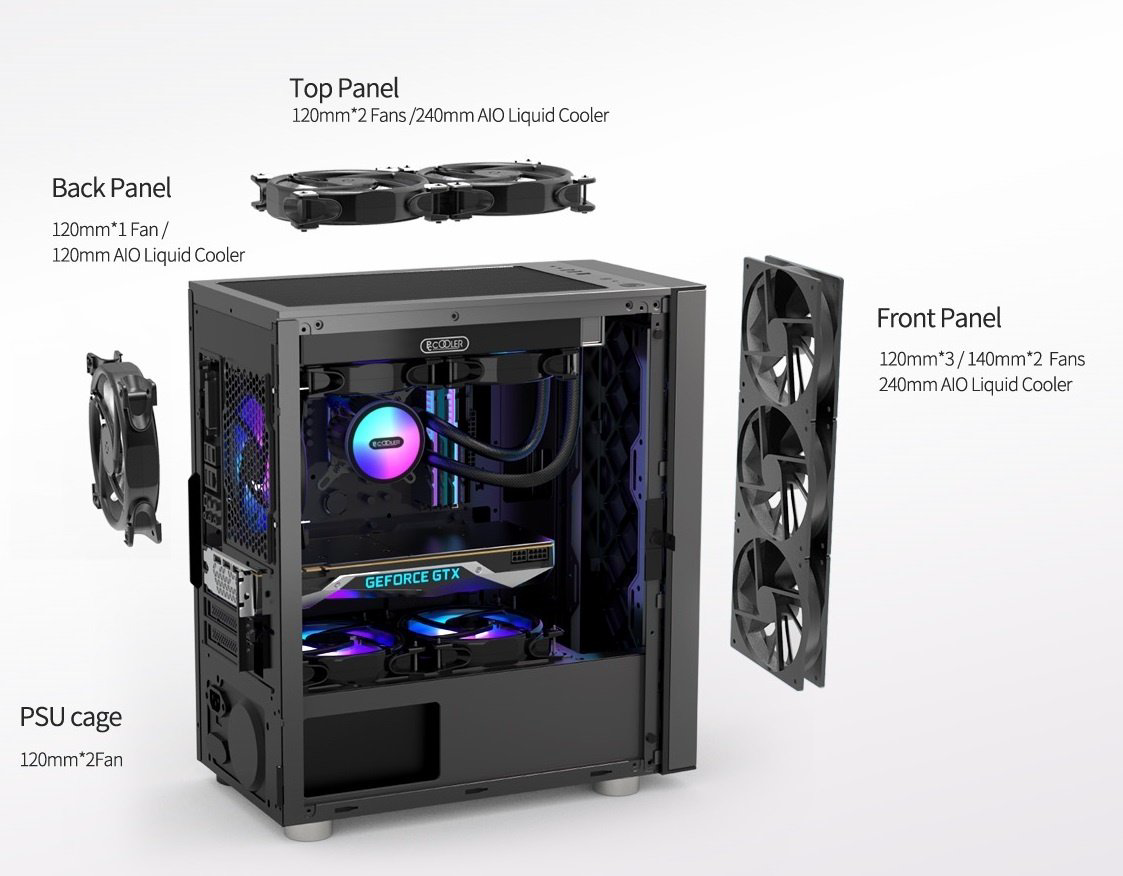 Корпус PCcooler LM300 ARGB BK черный купить,20700