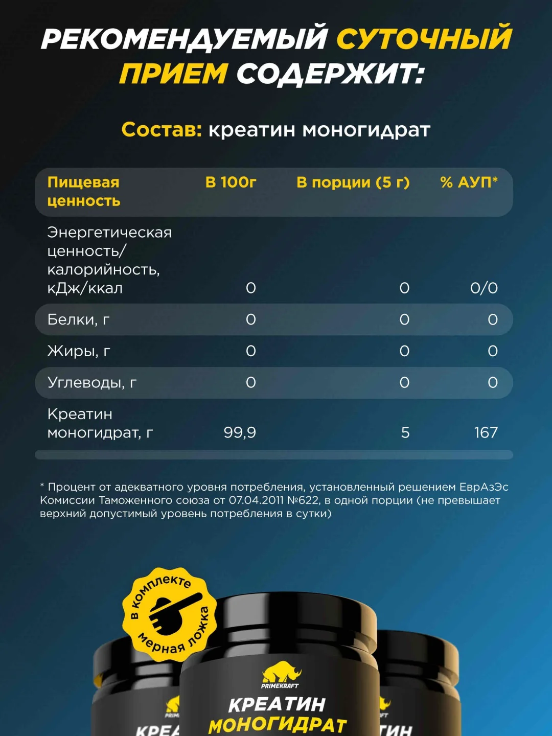 Креатин Primekraft Creatine Monohydrate 200 г нейтральный