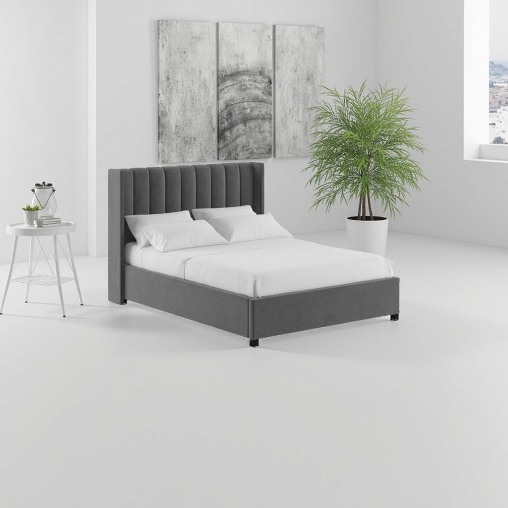Кровать Baskrovat Полоса полутораспальная, 120x200 см (с матрасом, подъёмный механизм) серый купить,NaN