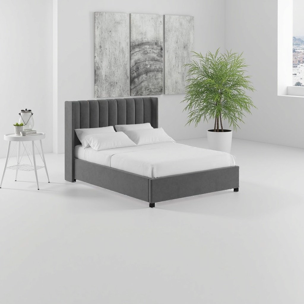 Кровать Baskrovat Полоса полутораспальная, 120x200 см (с матрасом, подъёмный механизм) серый купить,NaN