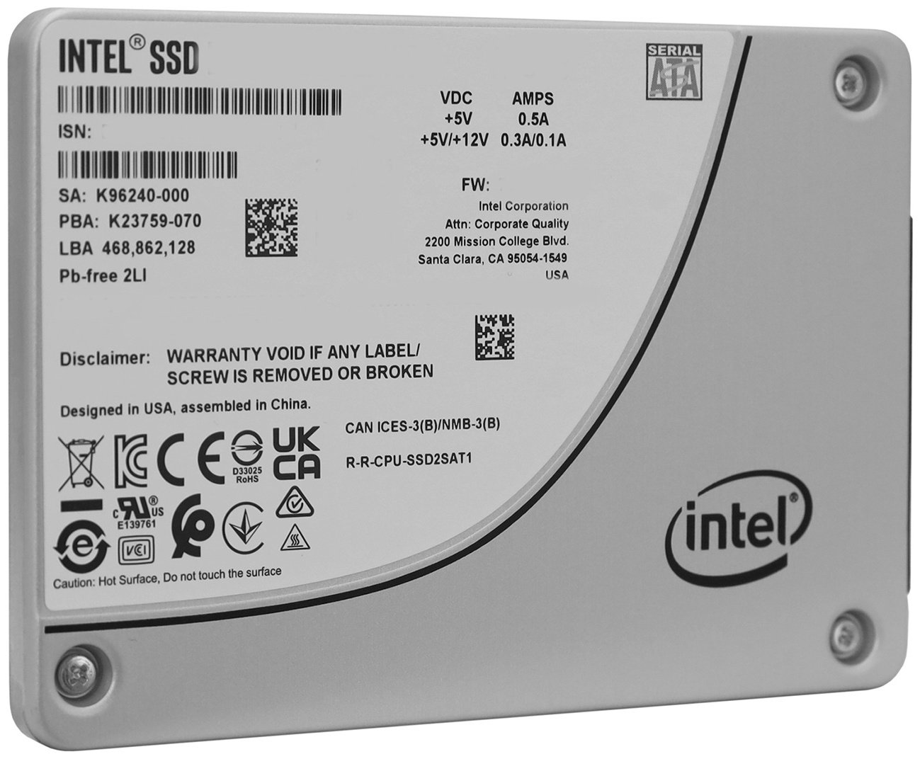 SSD Intel SSDSC2KG019TZ01 1920 Гб купить,NaN