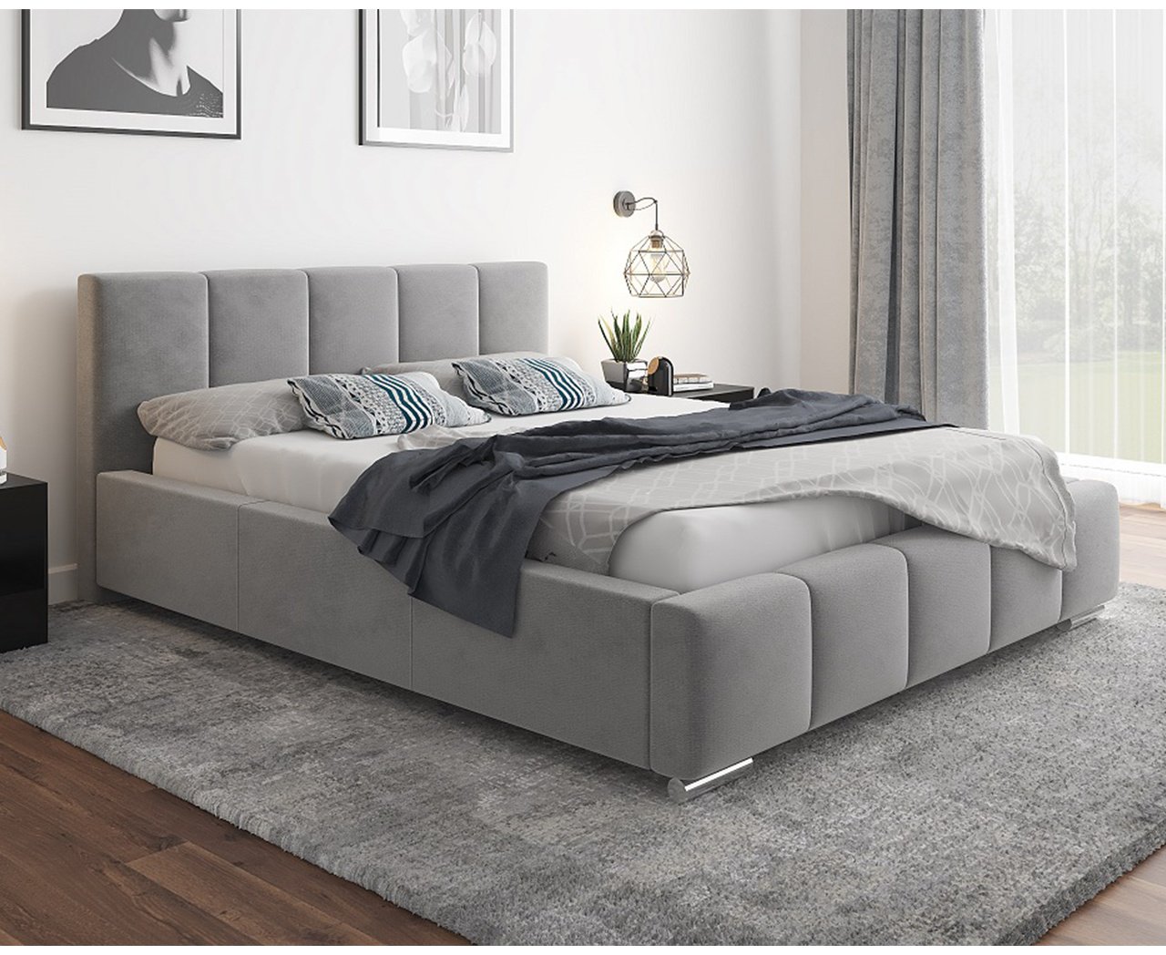 Element St grey двуспальная, 180x200 см (с матрасом, подъёмный механизм) серый купить,NaN