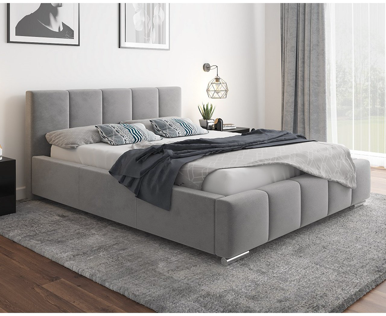 Element St grey двуспальная, 180x200 см (с матрасом, подъёмный механизм) серый купить,NaN