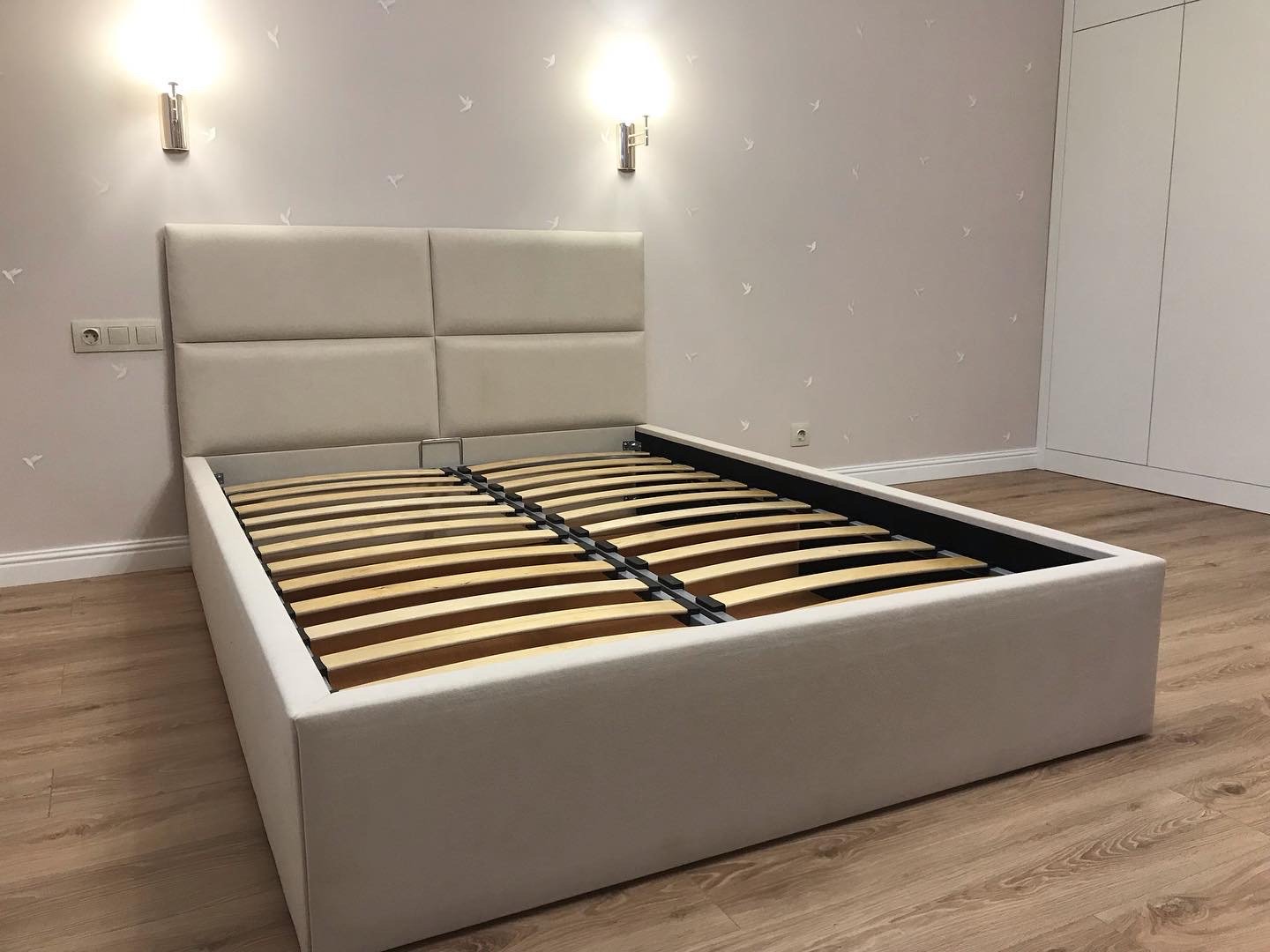MEBEL EXCLUSIVE Квадро двуспальная, 140x200 см (без матраса, подъёмный механизм) бежевый купить,NaN