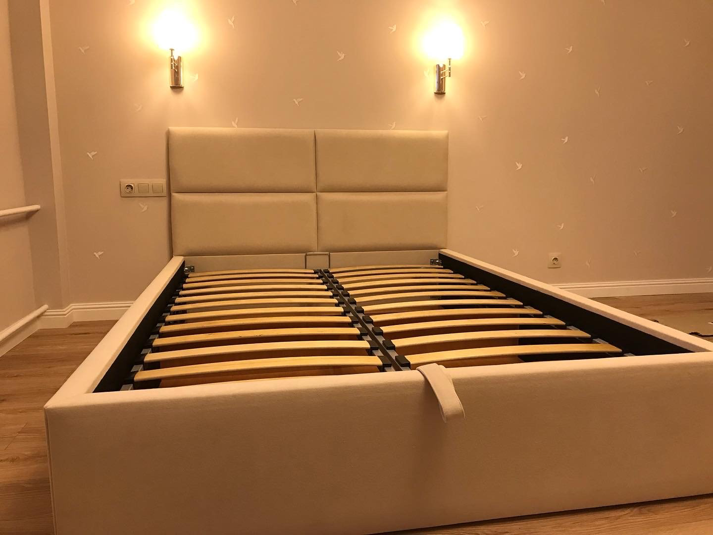 MEBEL EXCLUSIVE Квадро двуспальная, 140x200 см (без матраса, подъёмный механизм) бежевый купить,NaN