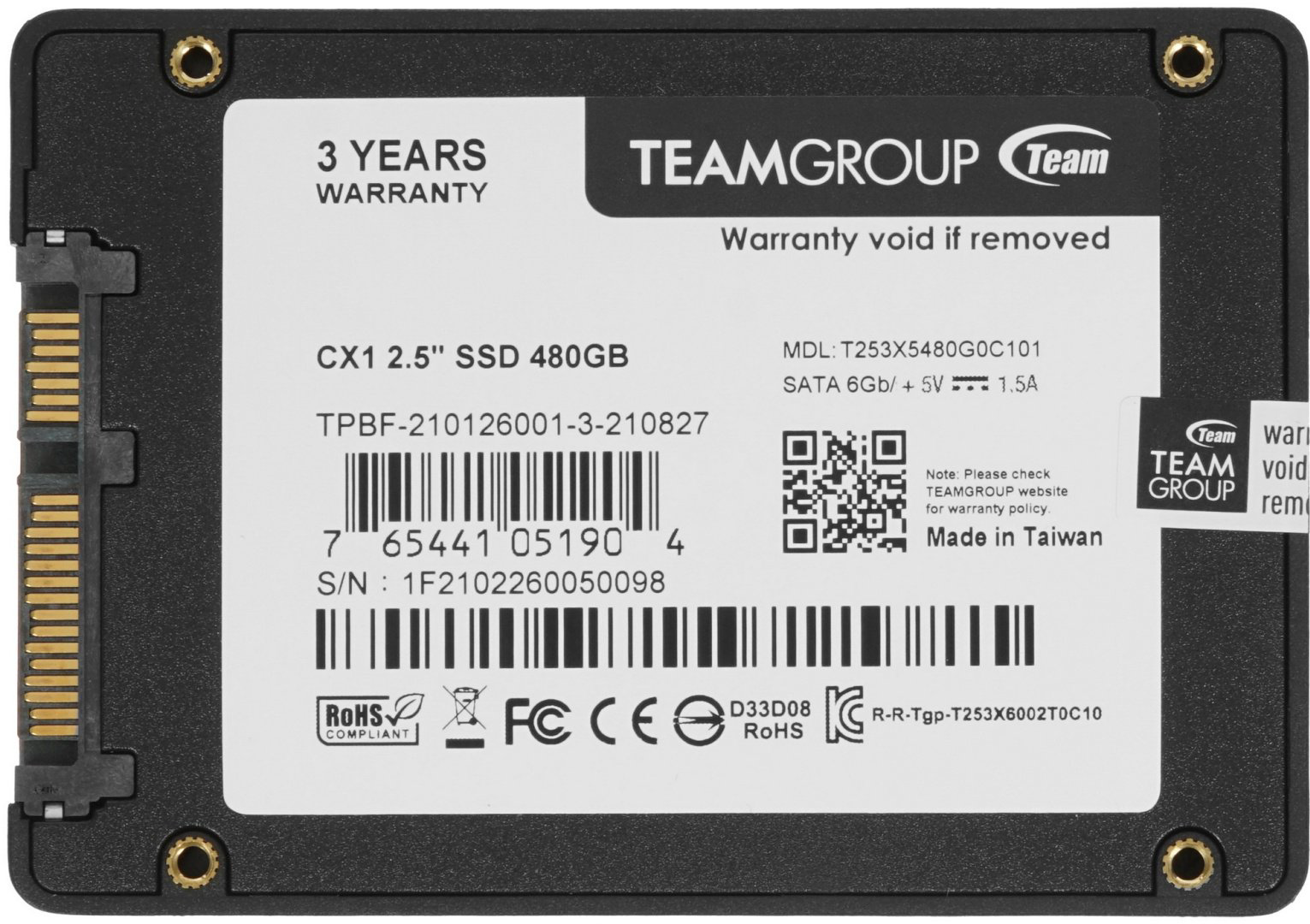 SSD Team Group T253X5480G0C101 480 ГБ купить,NaN