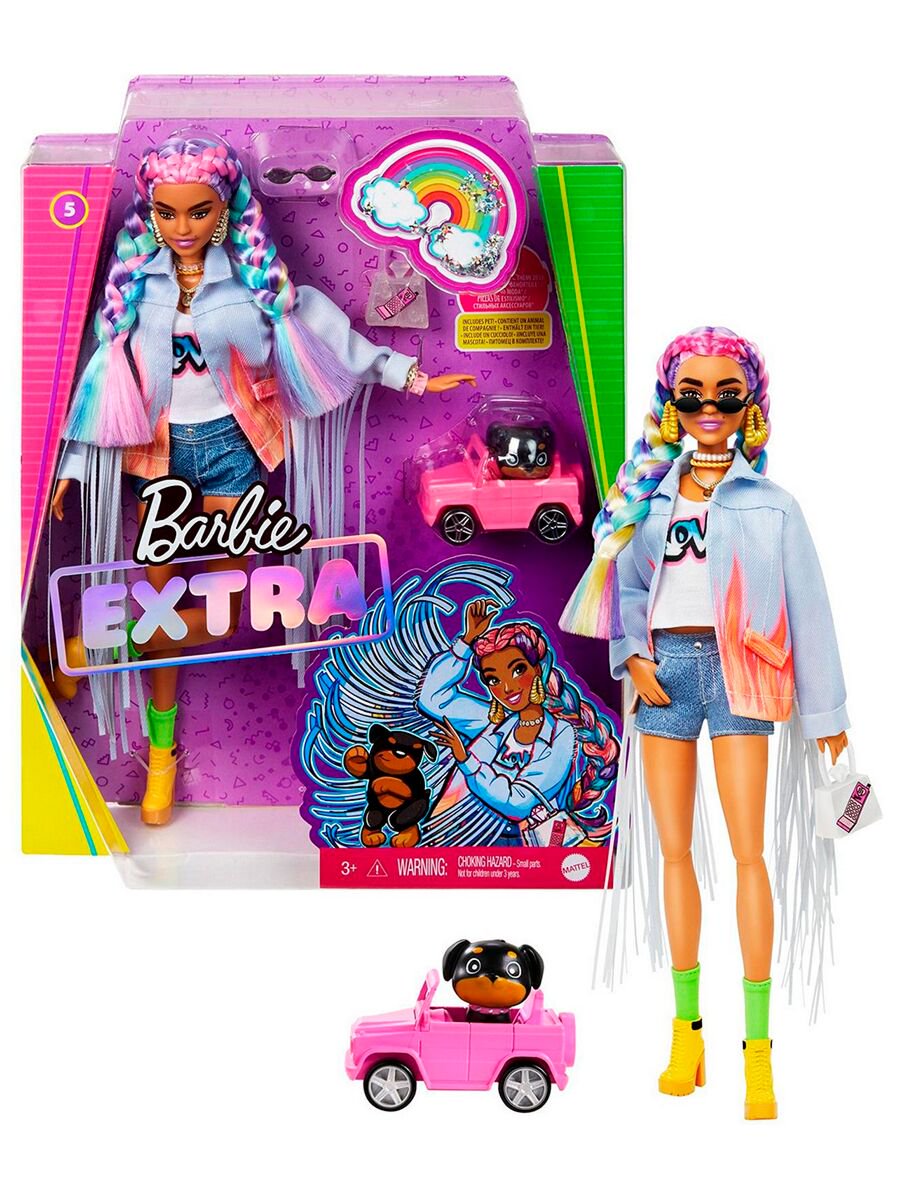 Кукла  Barbie Extra с радужными косами GRN290 купить,NaN