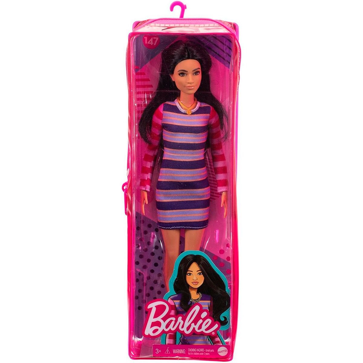 Кукла Barbie Игра с модой брюнетка платье в полосочку GYB020 купить,NaN