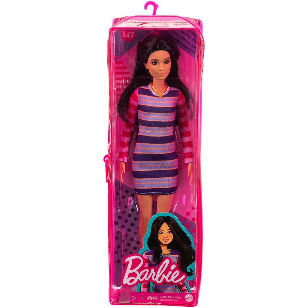 Кукла Barbie Игра с модой брюнетка платье в полосочку GYB020 купить,NaN