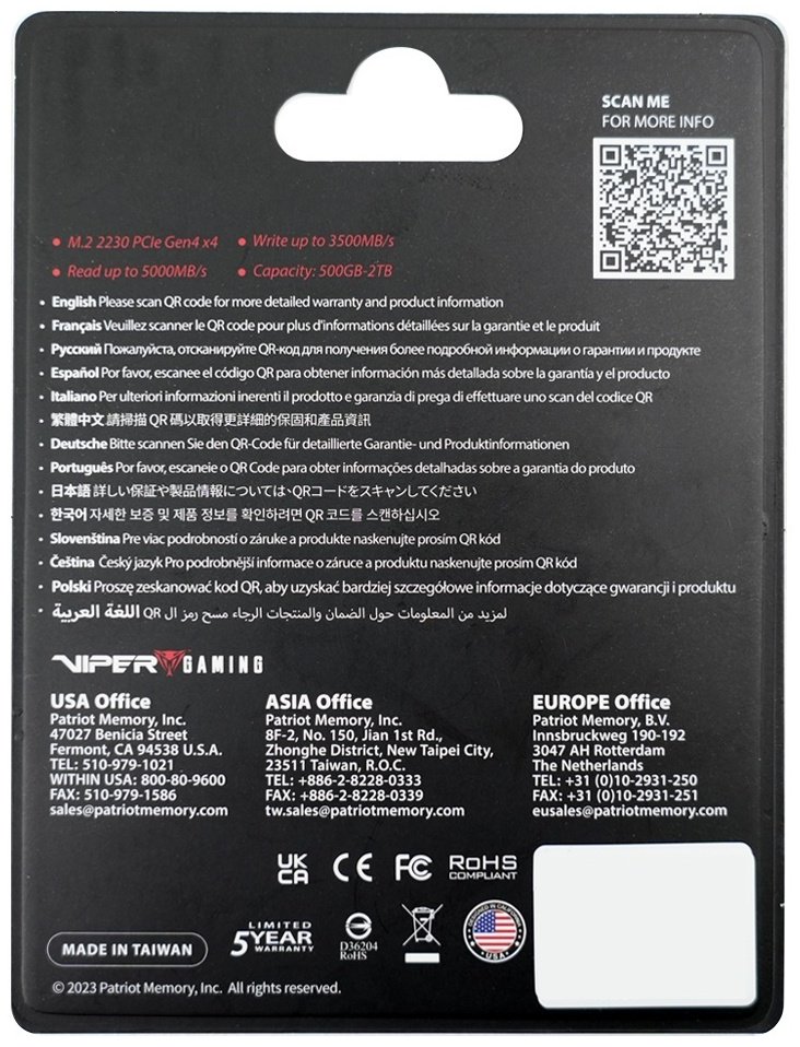 SSD Patriot VP4000M1TBM23 1000 Гб купить,113800